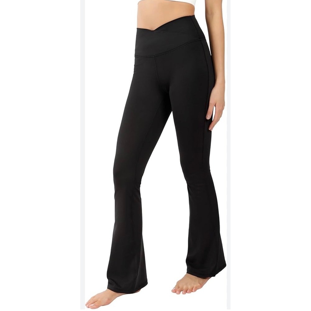 Yogalicious Lux Madison Crossover Flare Leggings Black Small NWT